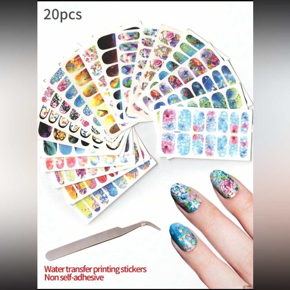 Nail stickers water transfer - 20 sheets NEW